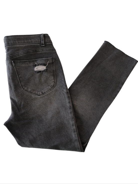 Democracy Denim - Democracy Faded  Black "Ab" Technology Straight-Leg Button Fly Jeans Size 10